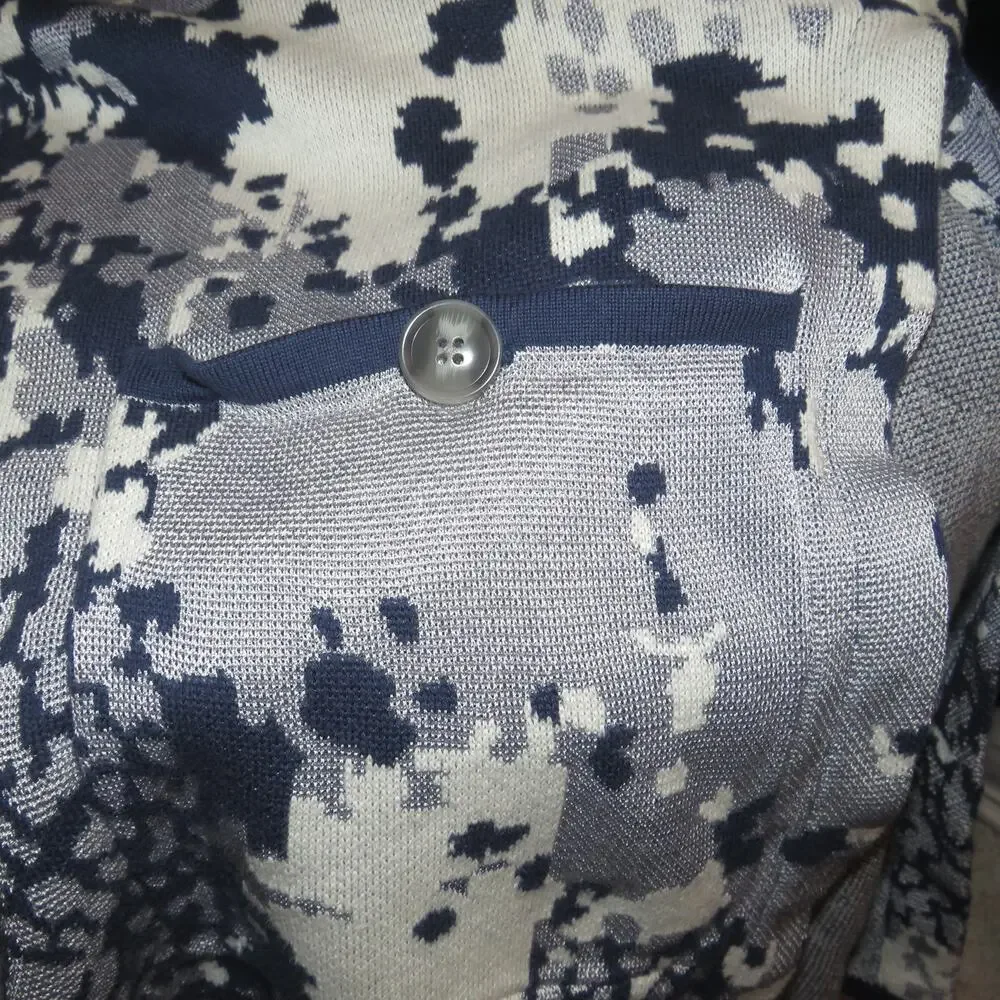 Marla Wynne Blue Abstract Print Open Front Sweater Cardigan - Picture 7 of 10